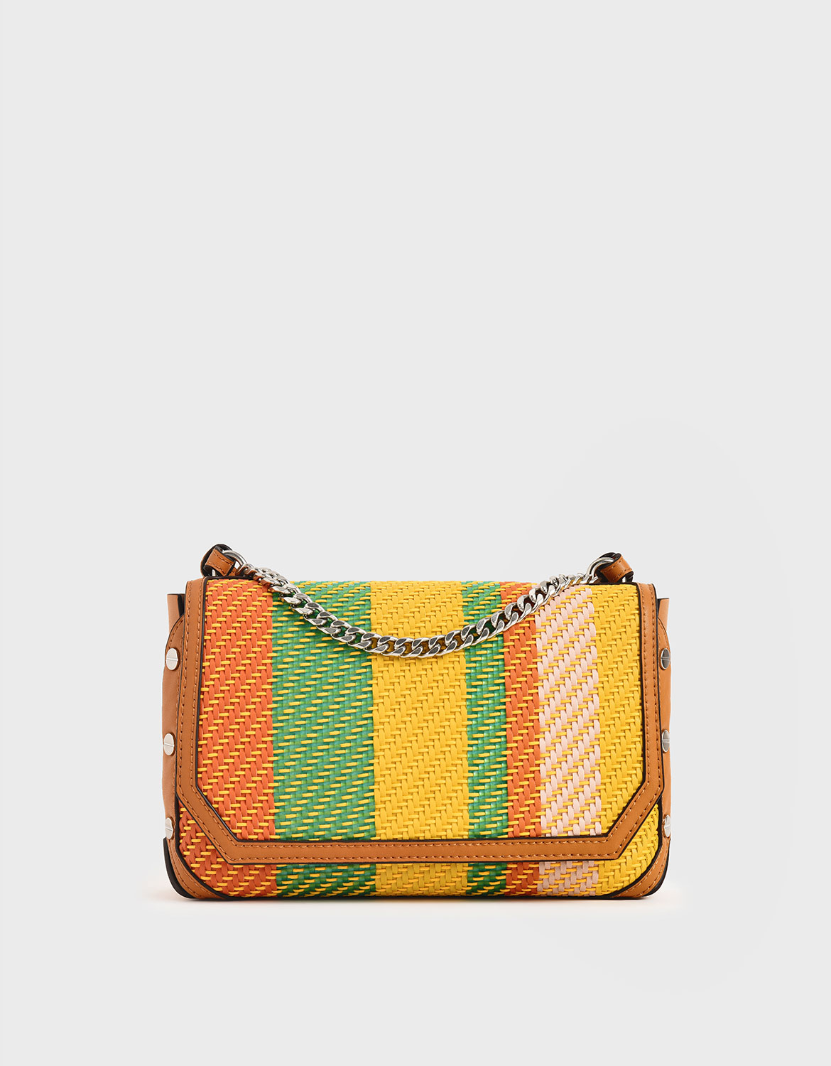 

Printed Chain Link Shoulder Bag, Multi