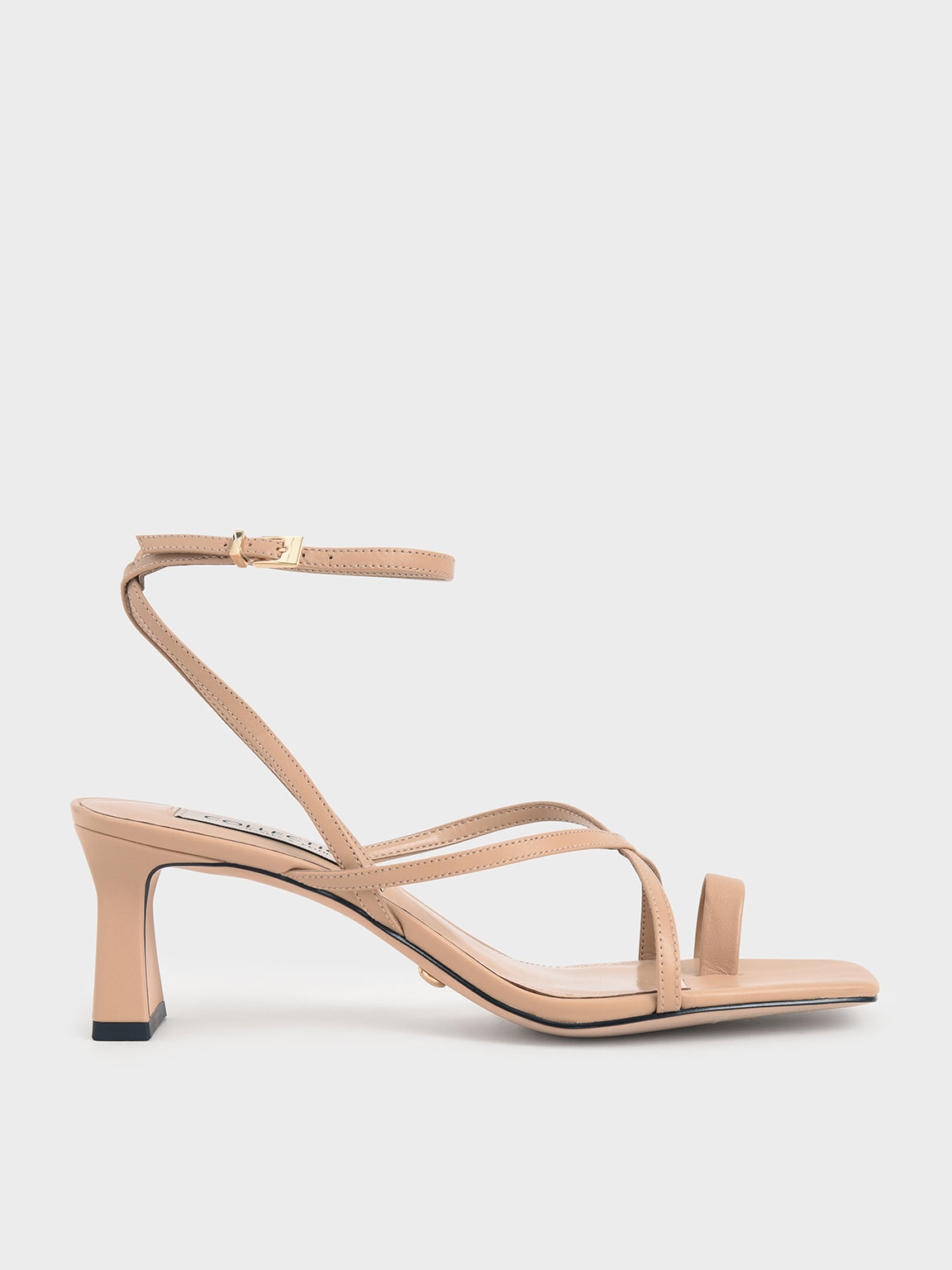 

Leather Strappy Crossover Sandals, Nude