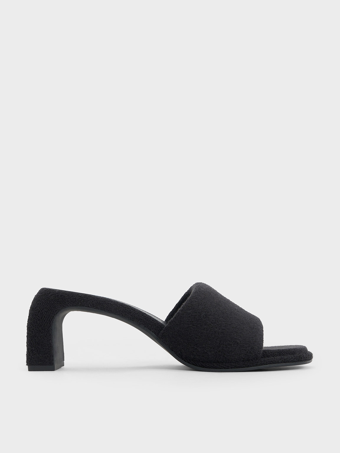 Charles & Keith - Loey Textured Curved-Heel Mules