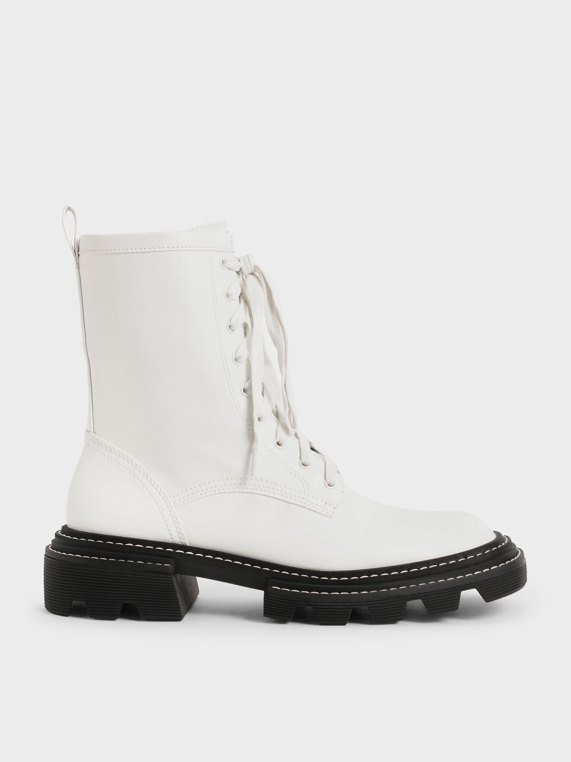 

Lace-Up Chunky Ankle Boots, White
