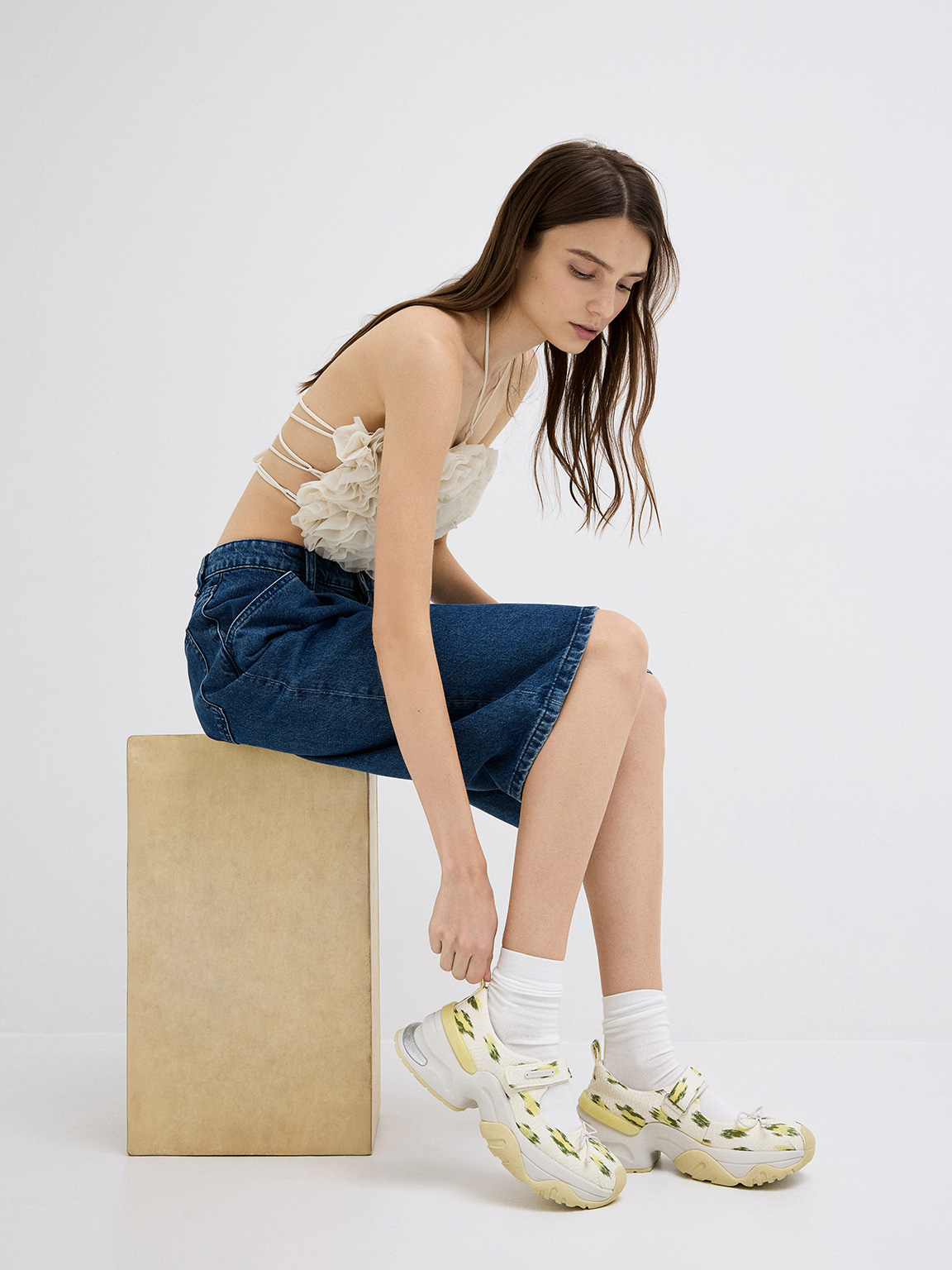 Charles & Keith - Floral-print Bow Mary Jane Sneakers In Multi