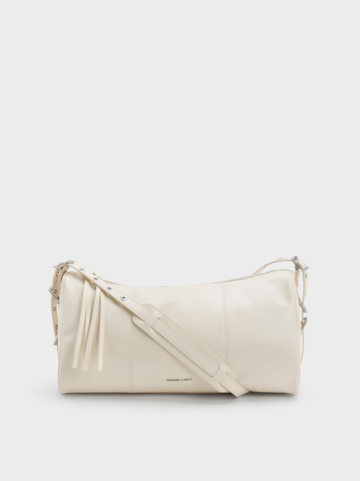 Charles & Keith - Bryna Panelled Grommet-strap Crossbody Bag In Cream