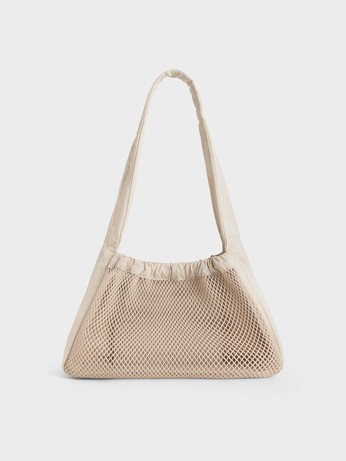 Charles & Keith - Terra Mesh & Nylon Shoulder Bag In Oat