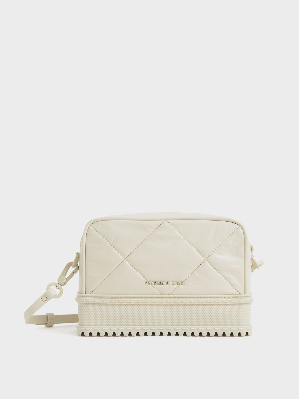 

Quilted Top-Zip Crossbody Bag, Chalk