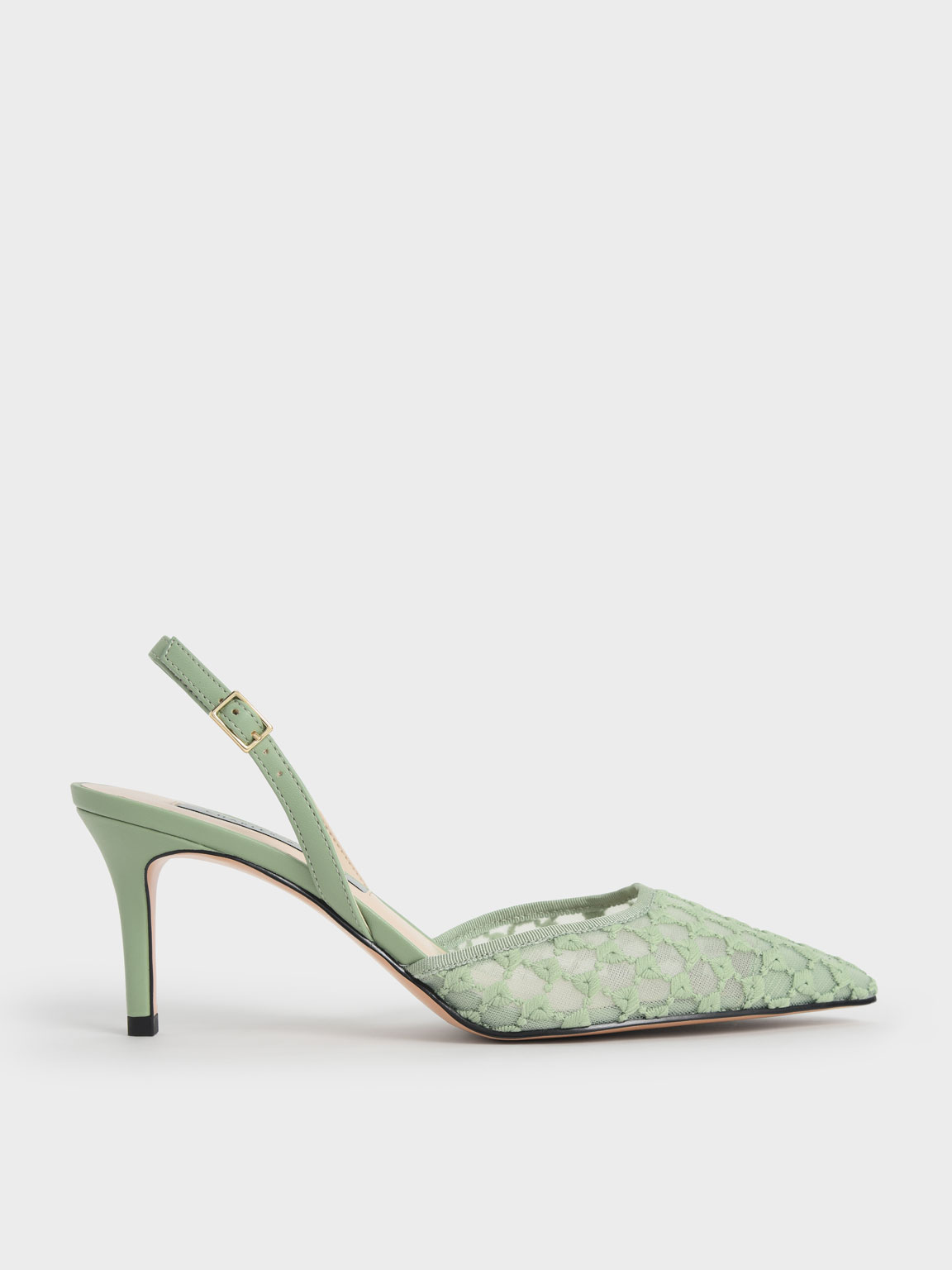 

Lace Slingback Pumps, Green