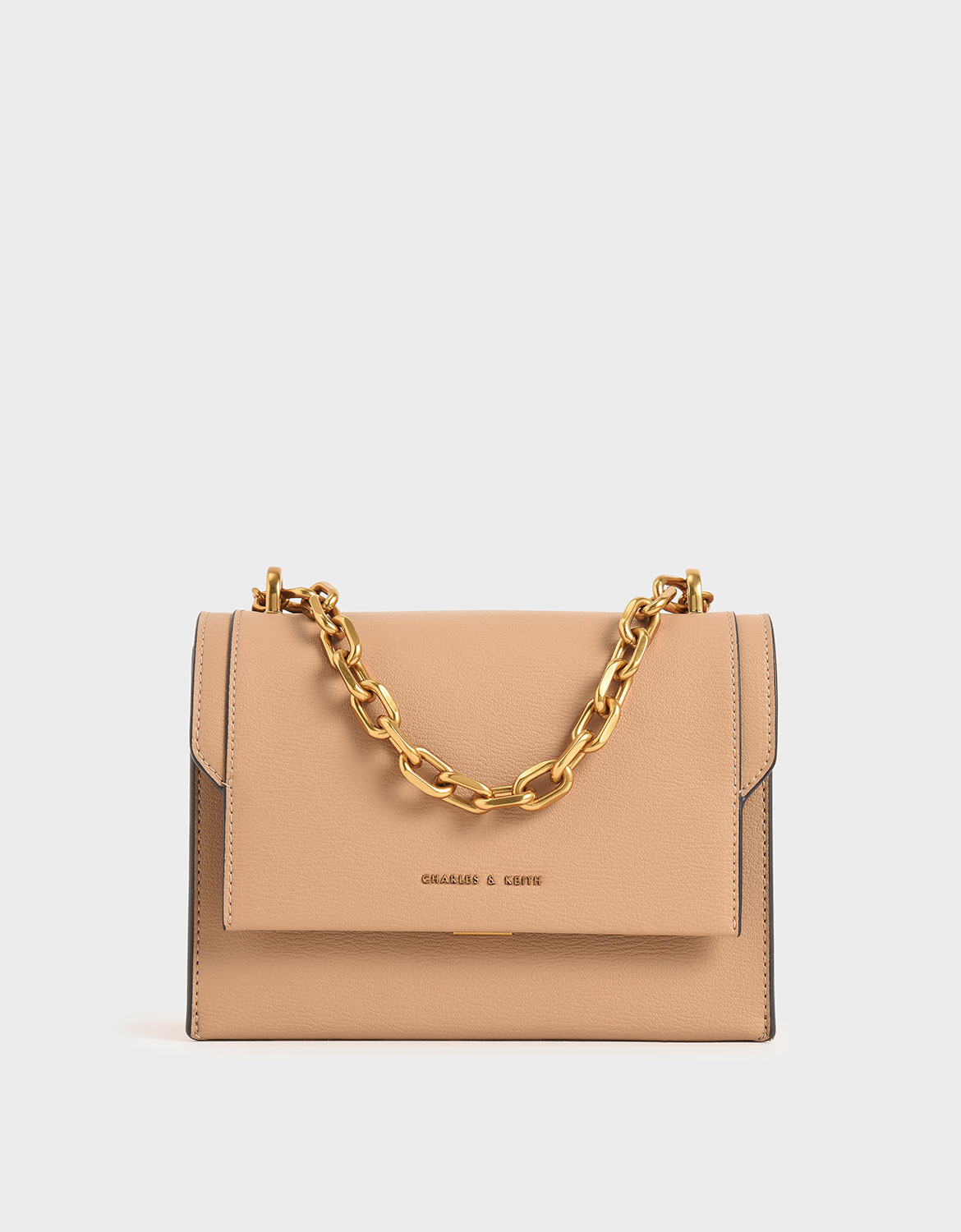 

Chain Handle Evening Bag, Beige