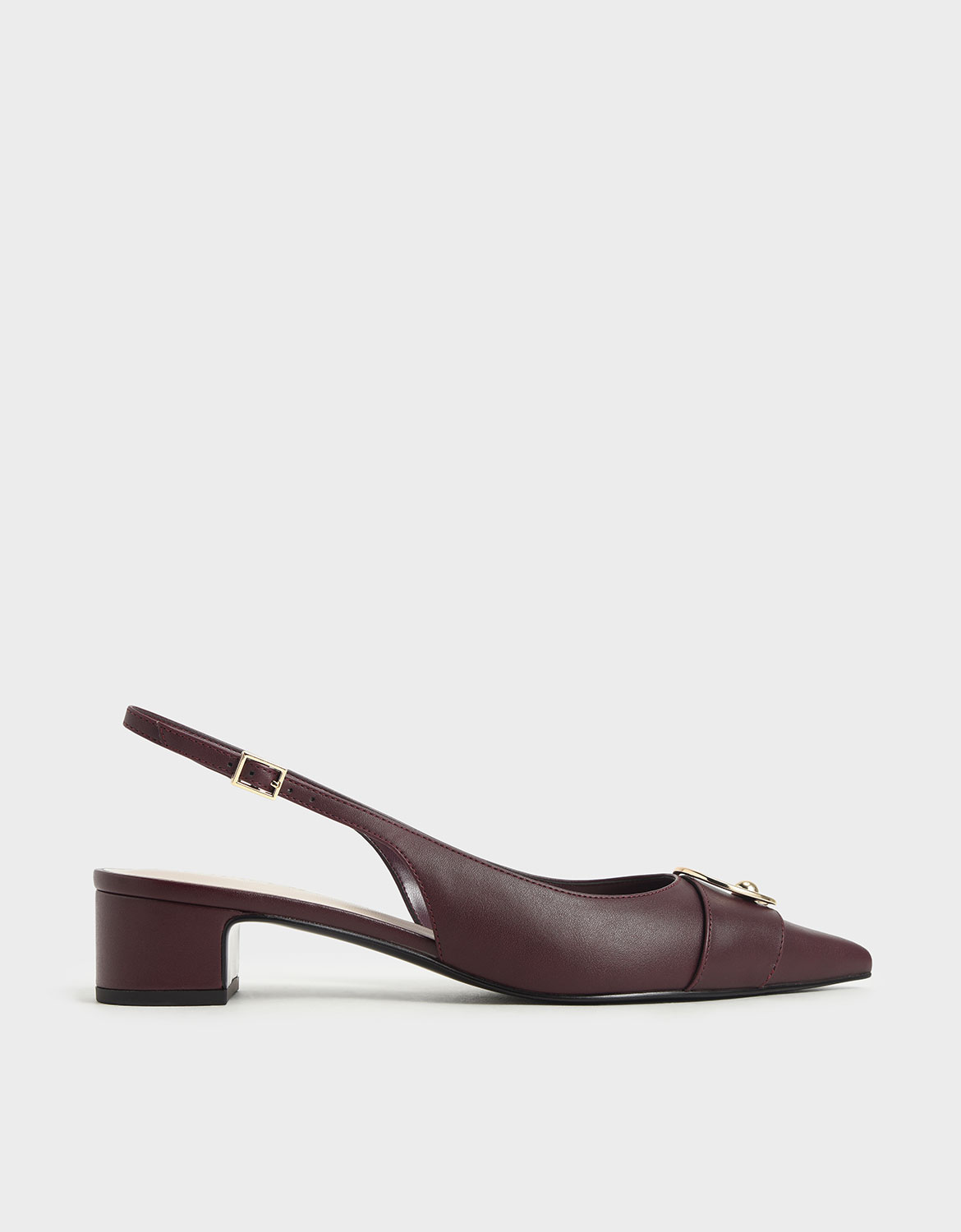 

Ring Embellished Slingback Pumps, Burgundy