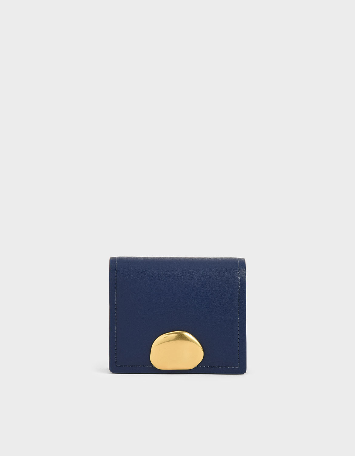 

Metallic Accent Snap Button Card Holder, Dark blue