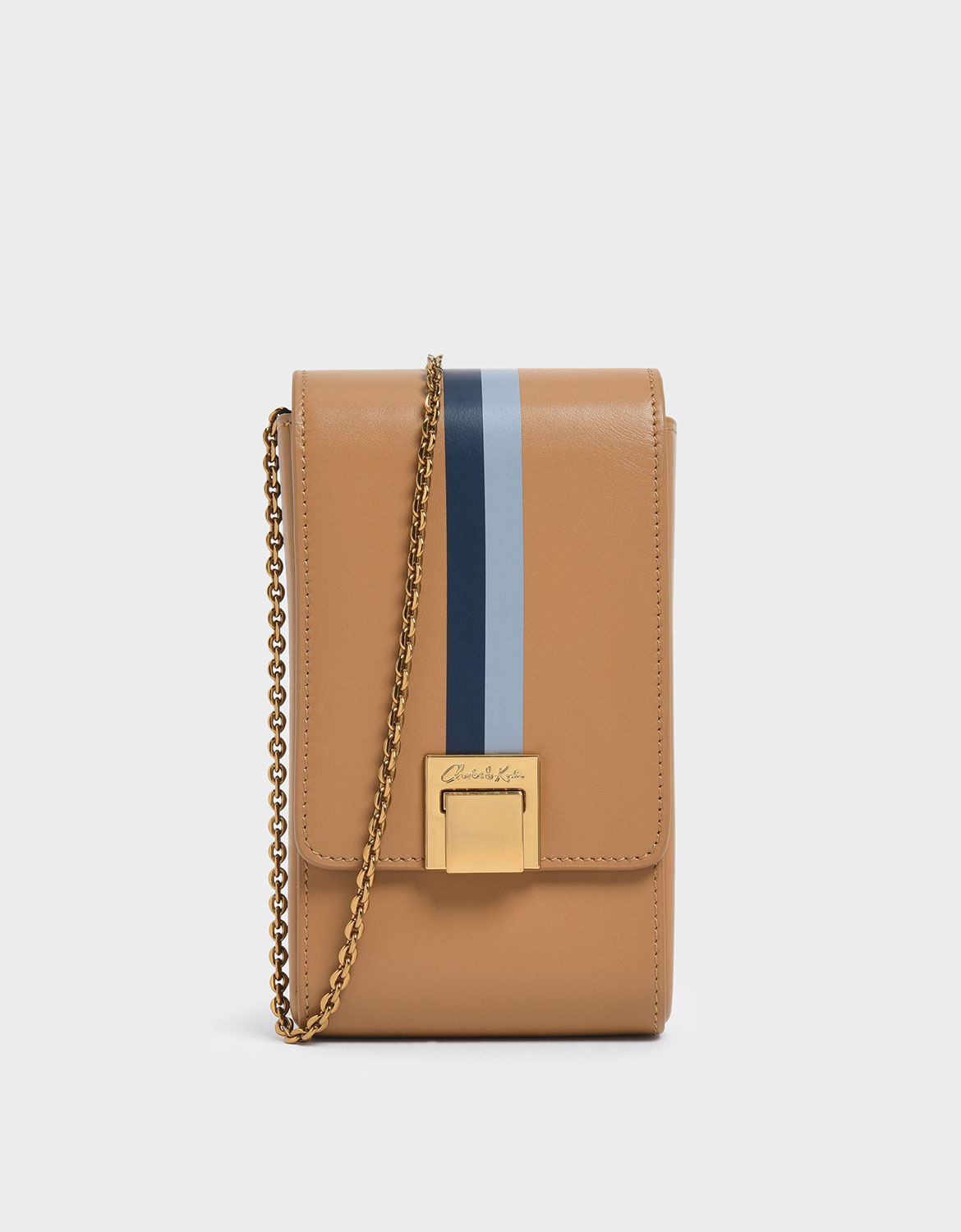 

Striped Elongated Leather Crossbody Bag