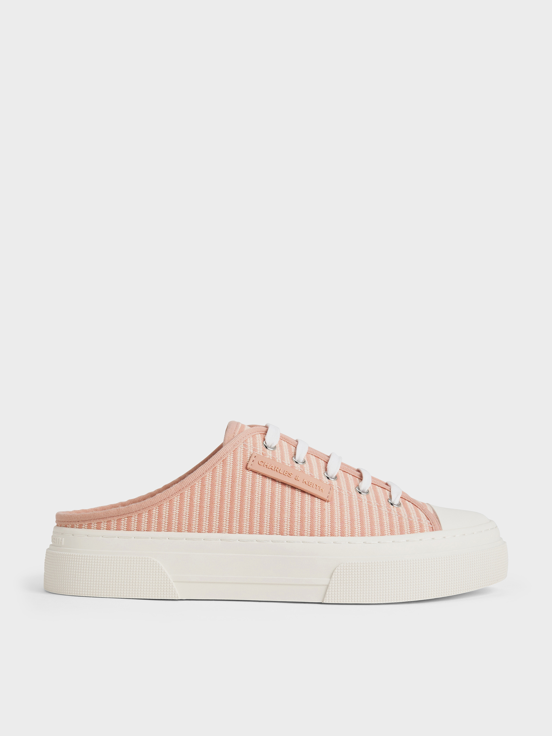 Charles & Keith Kay Striped Slip-on Sneakers In Pink