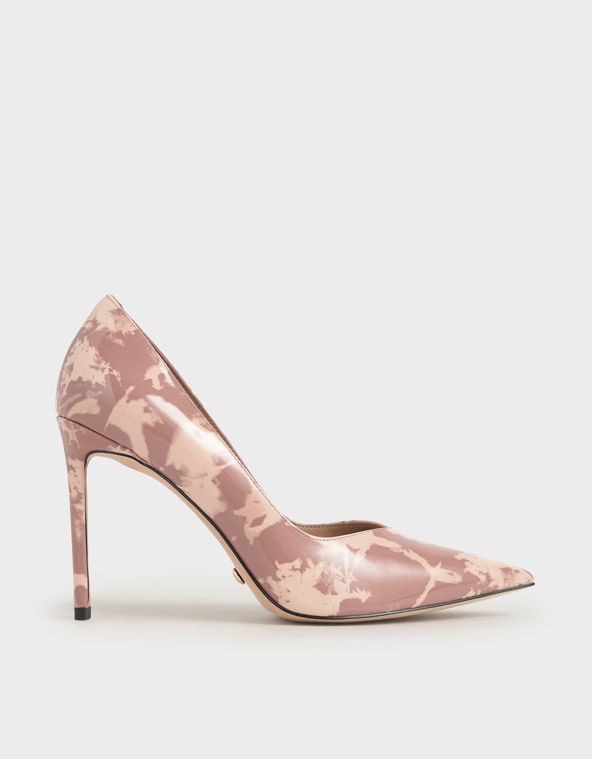 

Patent Leather Printed Pointed Toe Pumps, Blush