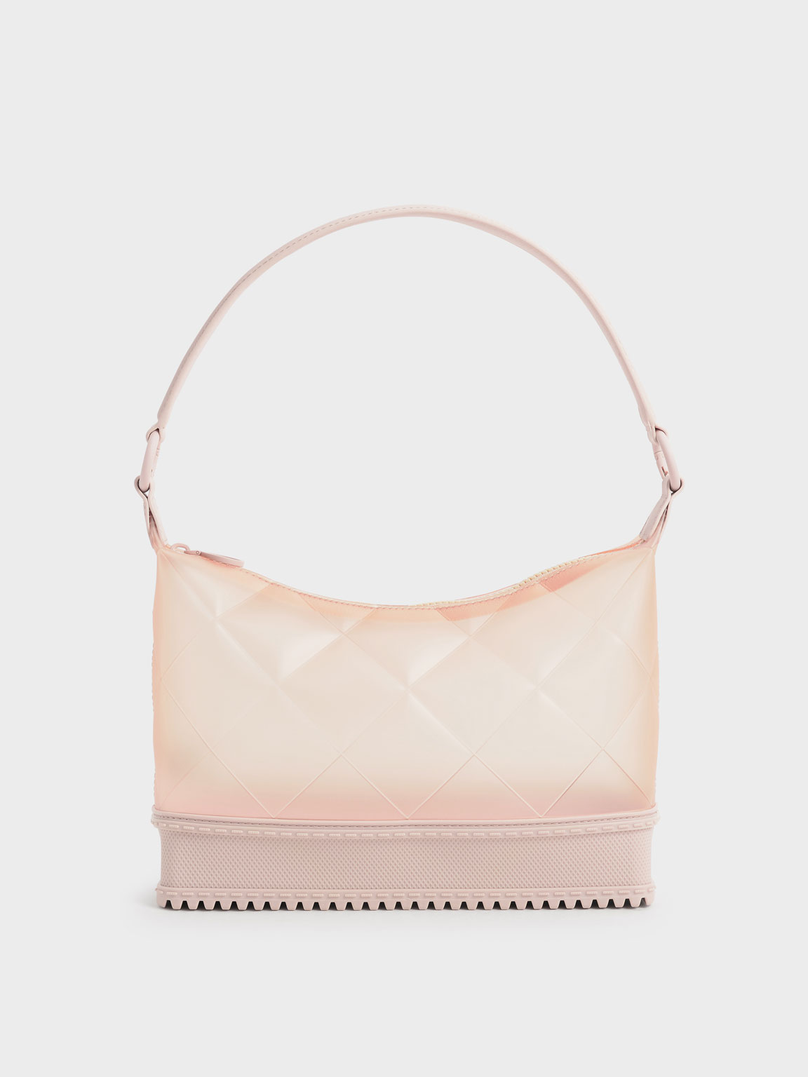 

Graphic Handle Quilted Shoulder Bag, Light pink