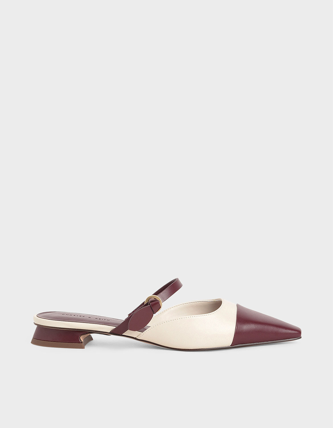 

Mary Jane Strap Flat Mules, Maroon