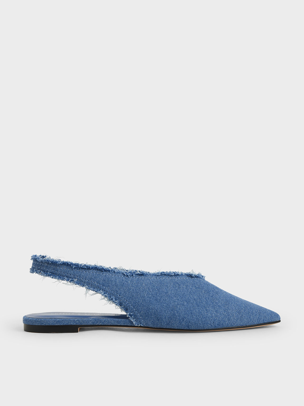 

Textured Pointed Toe Slingback Ballerinas, Blue