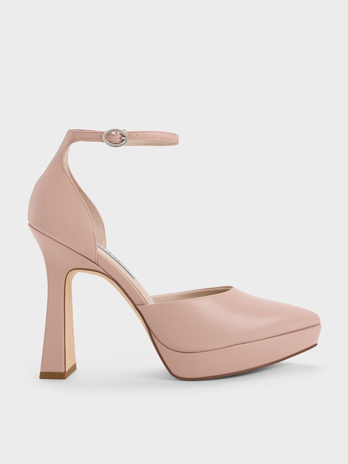 Charles & Keith - Ankle Strap D'orsay Pumps In Nude