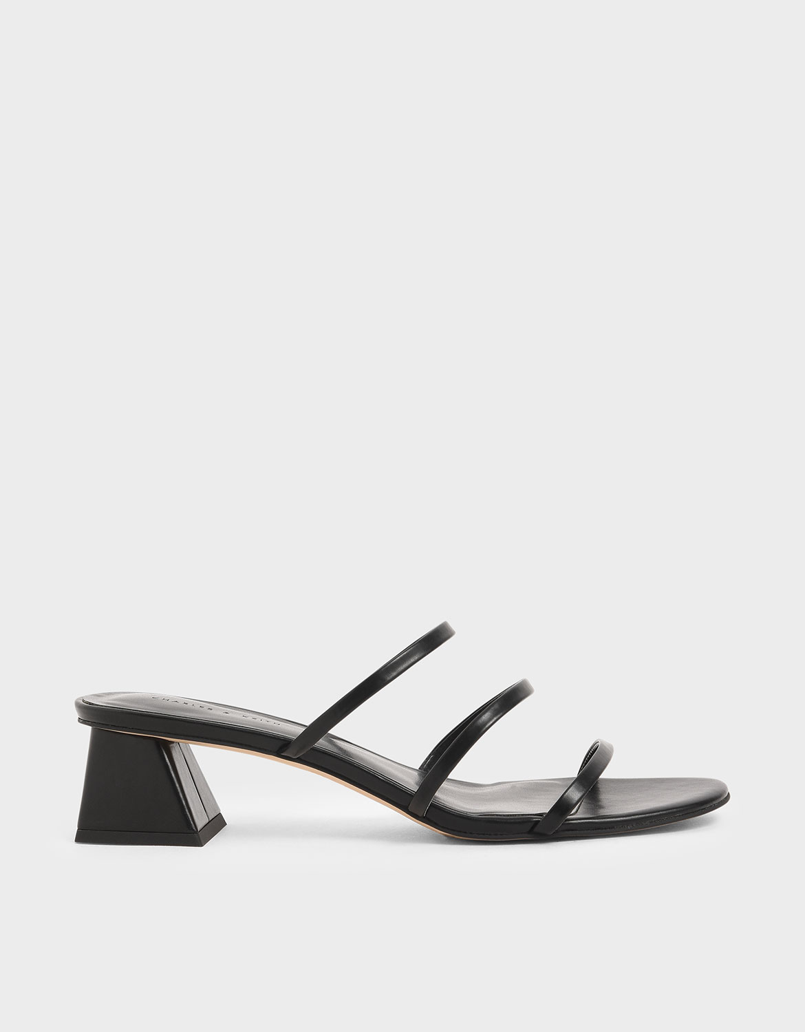 

Triple Strap Slide Sandals, Black