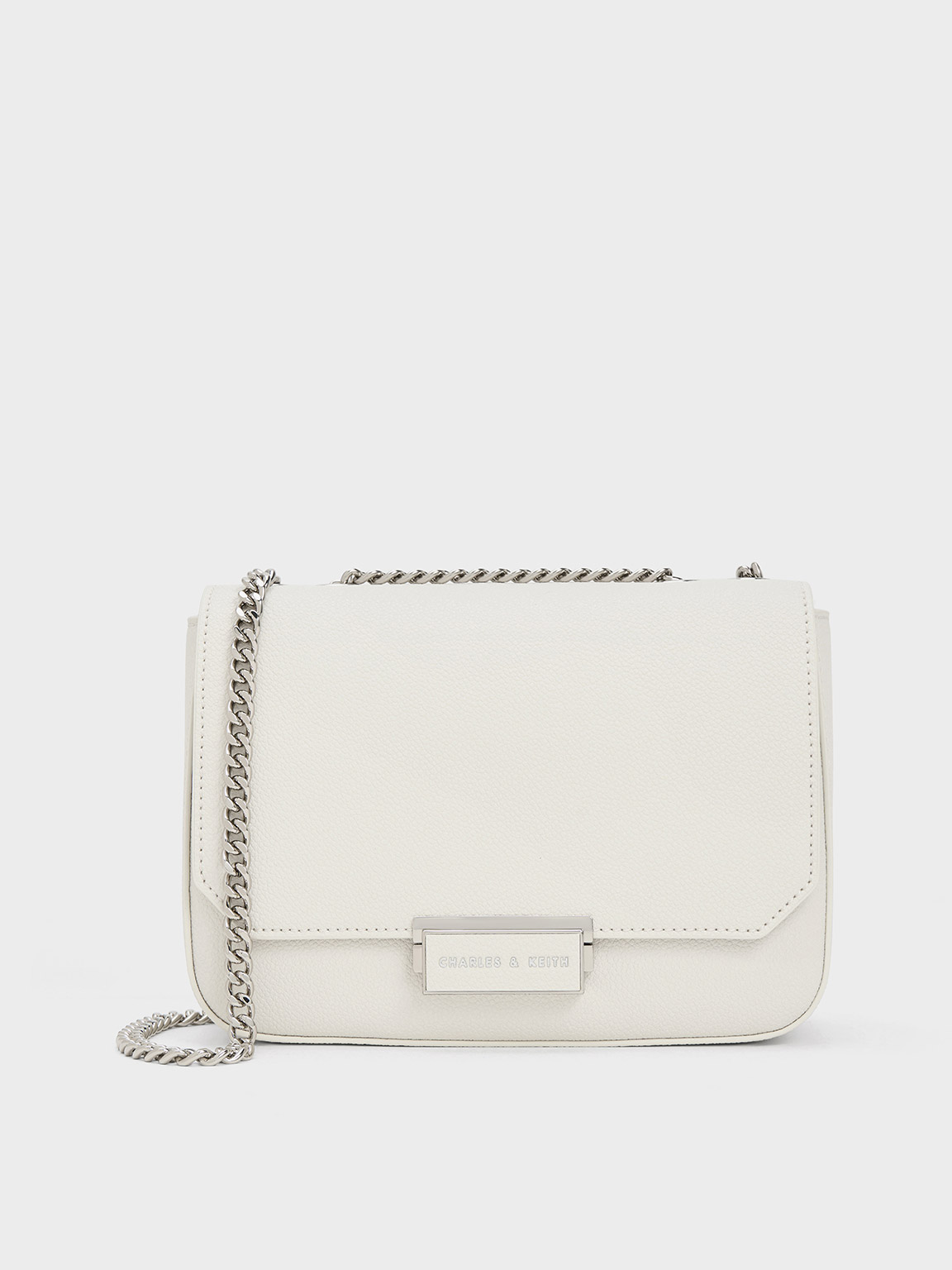 White Chain Strap Shoulder Bag - CHARLES & KEITH UK