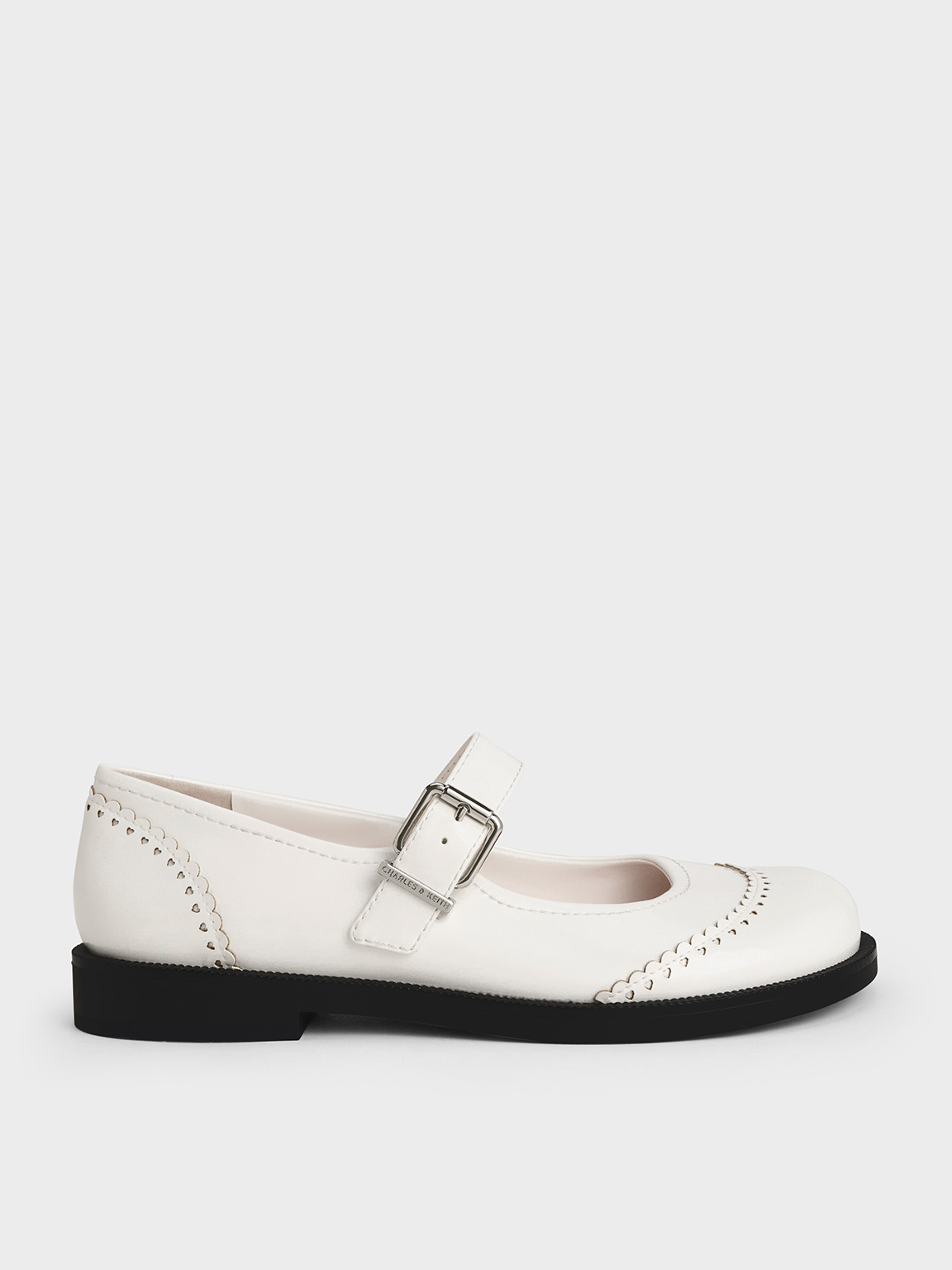 Charles & Keith - Heart Buckled Mary Janes In White