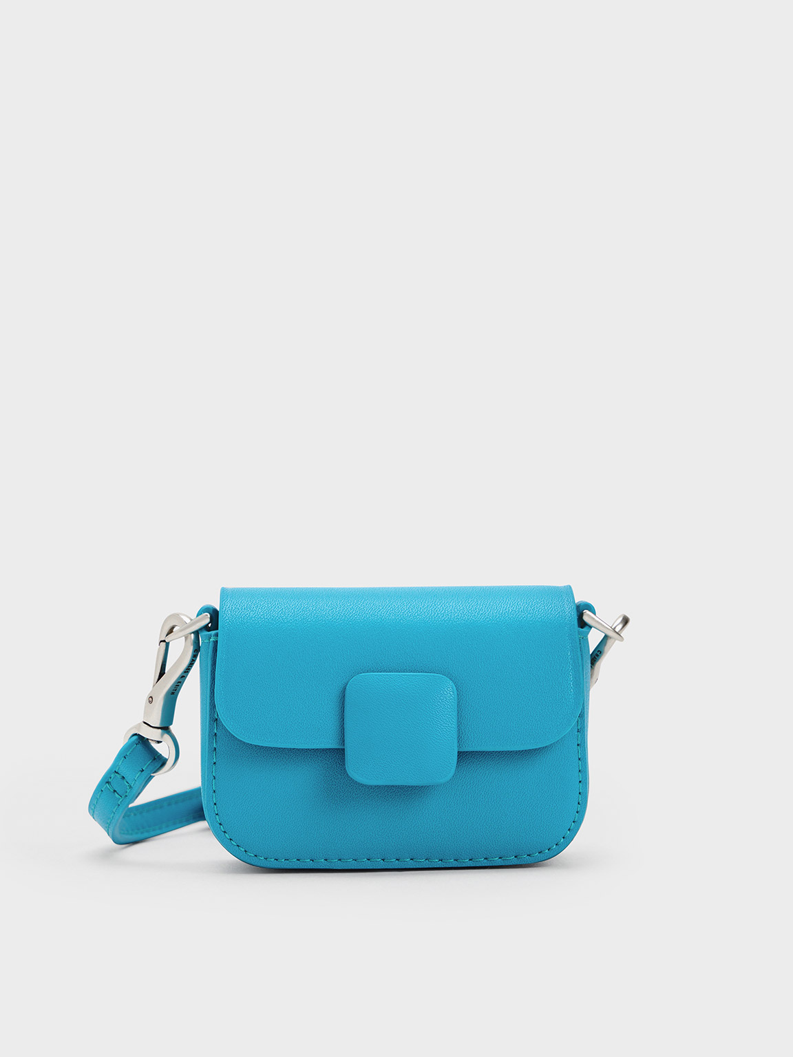 Charles & Keith Micro Koa Square Push-lock Bag In Blue