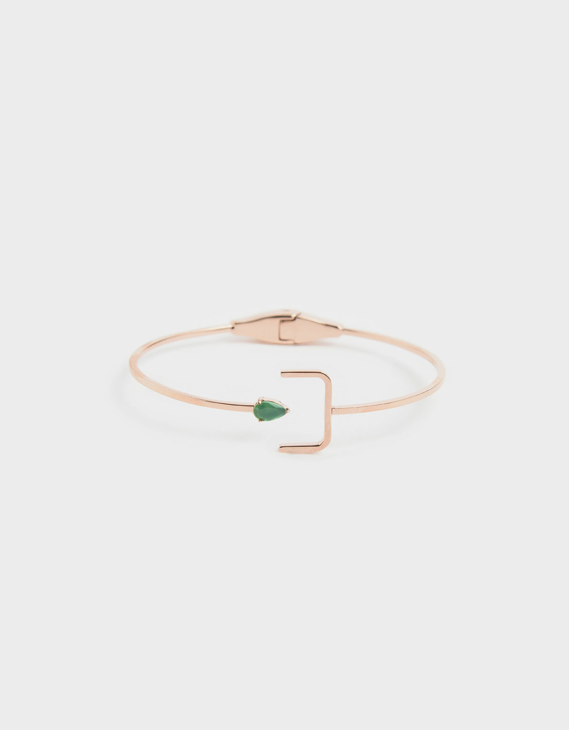 

Green Agate Stone Cuff Bracelet, Rose gold