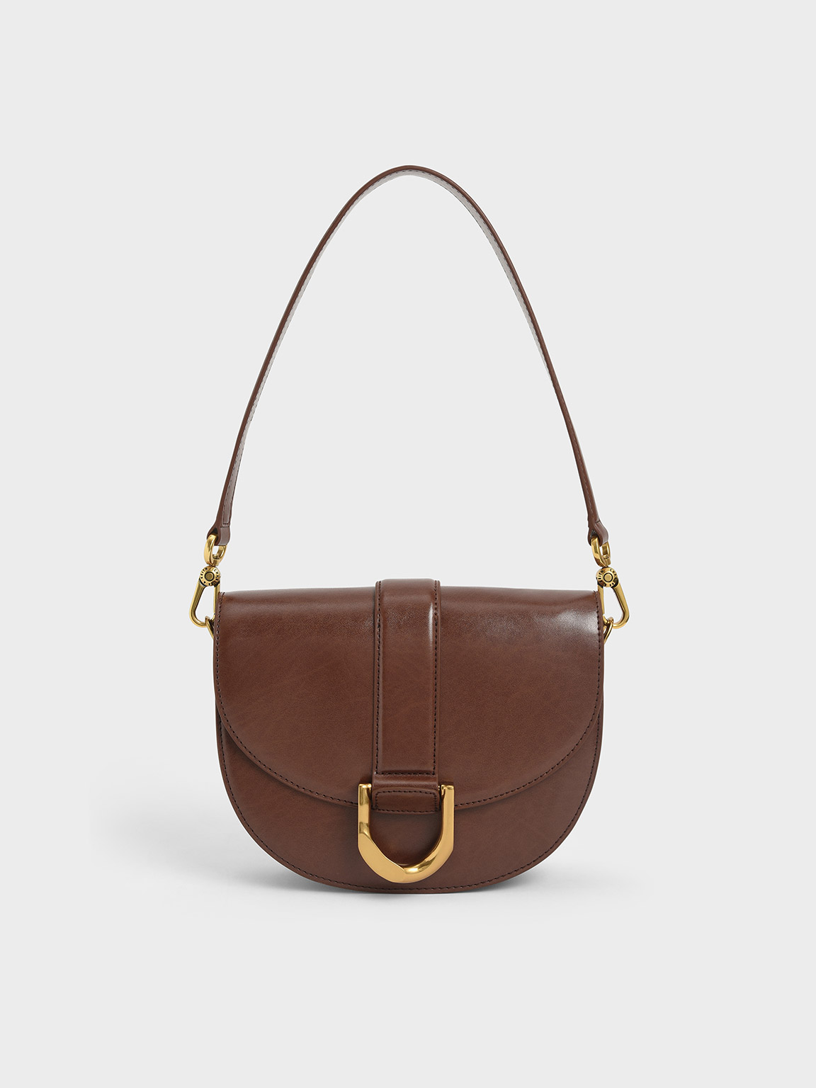 Dark Brown Gabine Saddle Bag | CHARLES &amp; KEITH UK