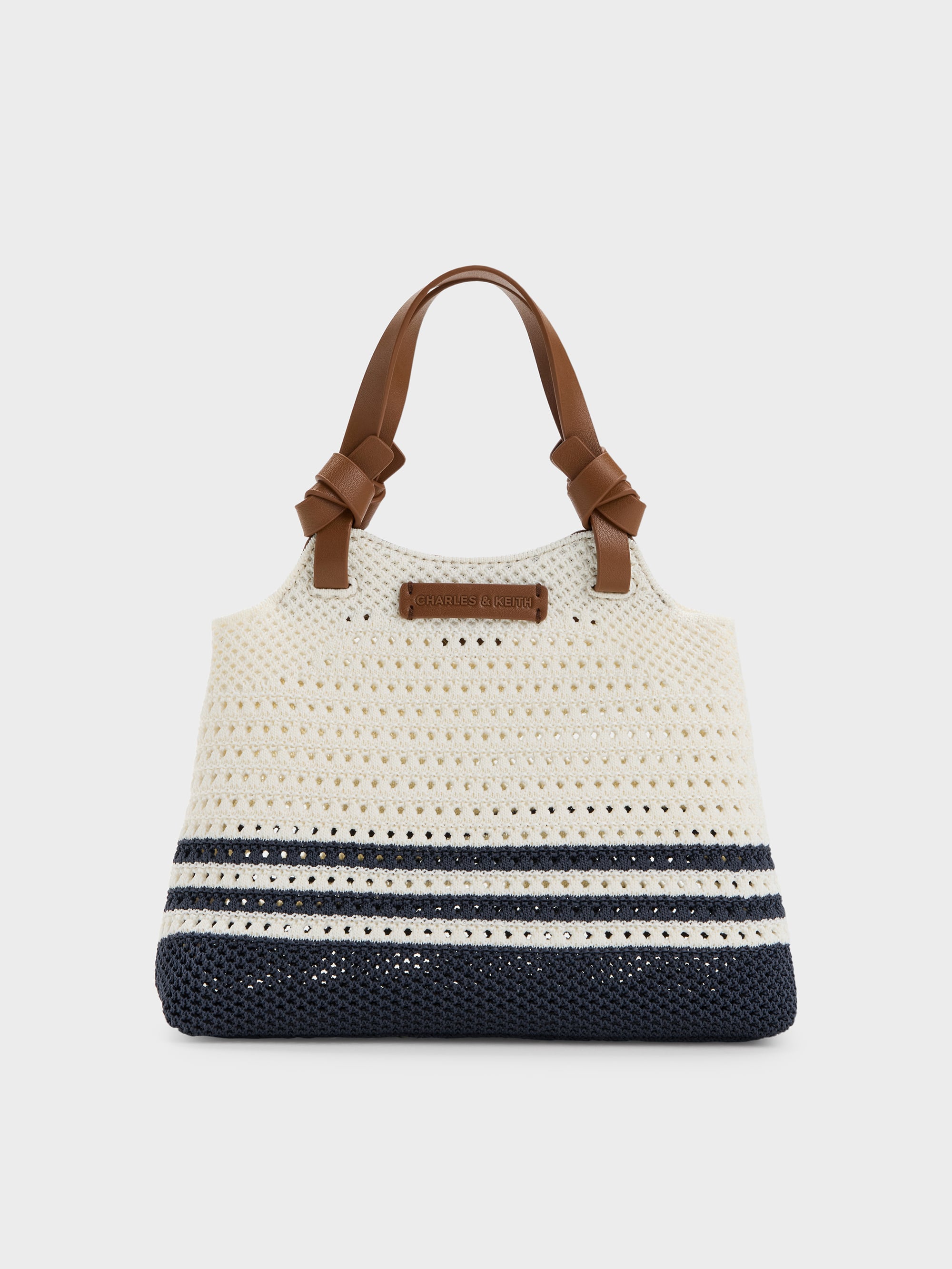 Charles & Keith - Mini Ida Striped Knitted Tote Bag