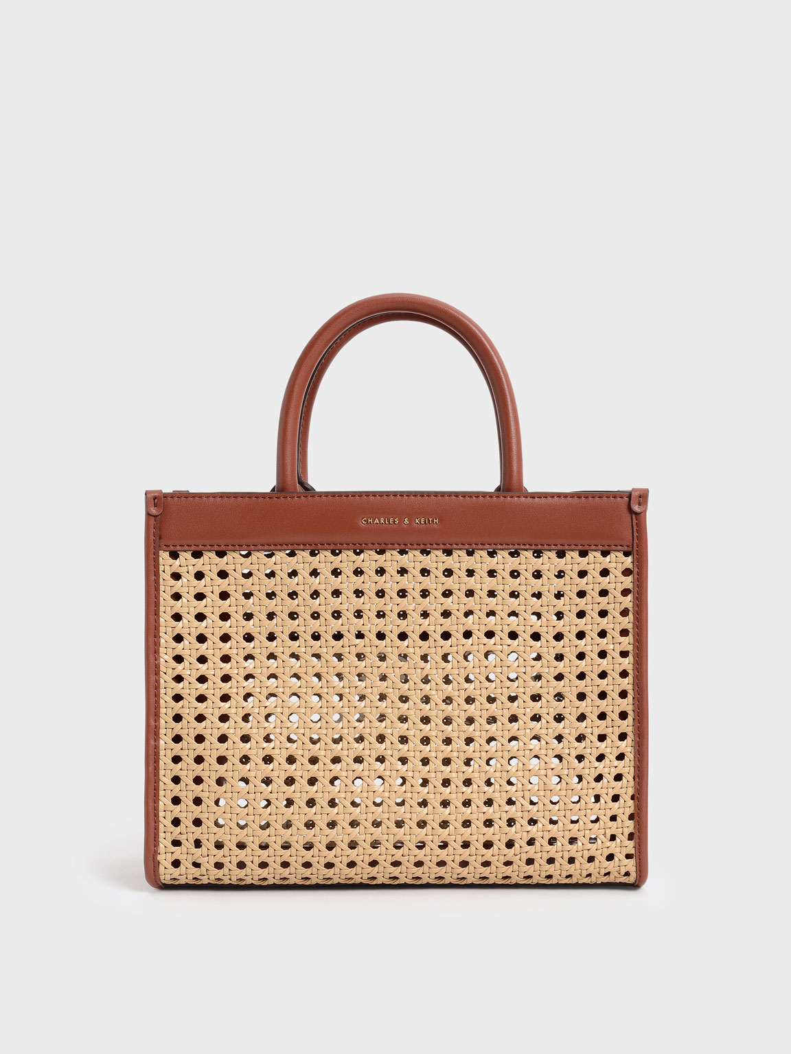 

Woven Double Handle Tote Bag, Brown