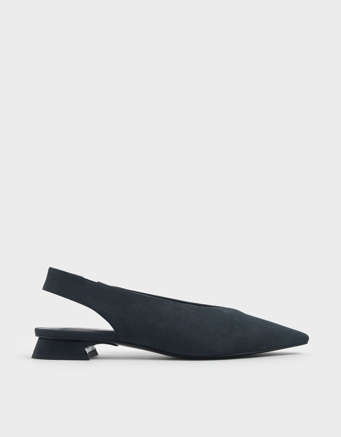

Textured Mini Square Toe Slingback Flats, Dark green