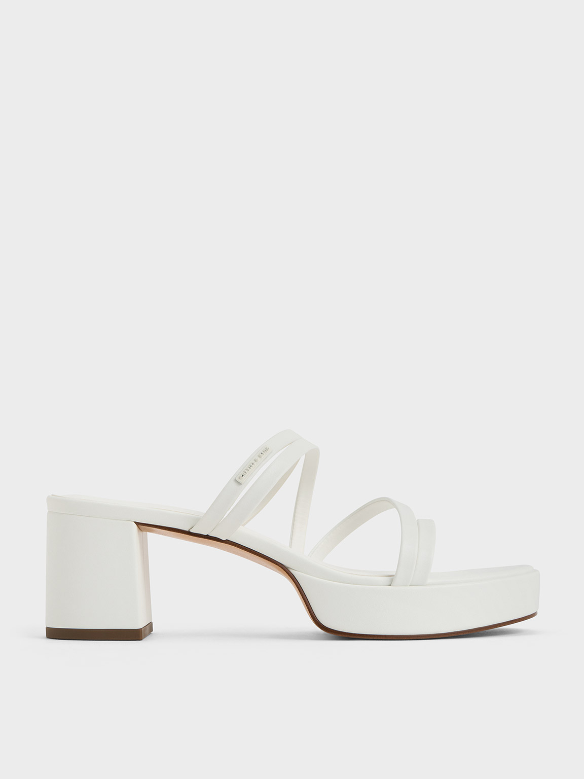 Strappy Trapeze-Heel Mules