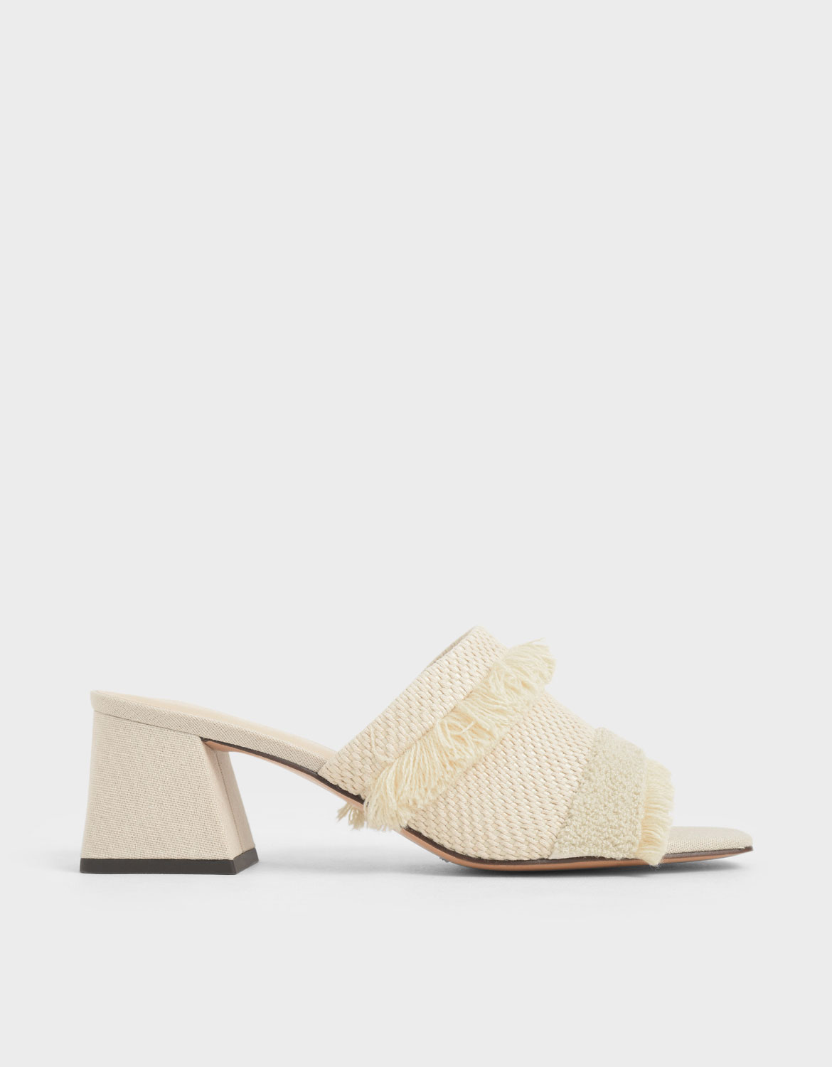 

Woven Fabric Mules, Chalk
