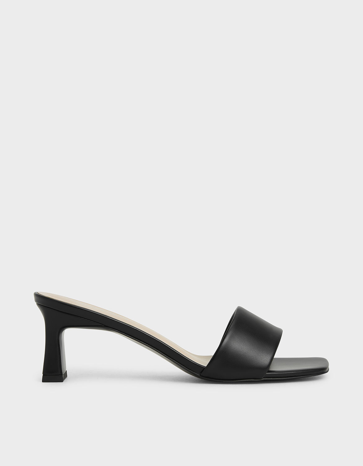

Open Square Toe Mules, Black