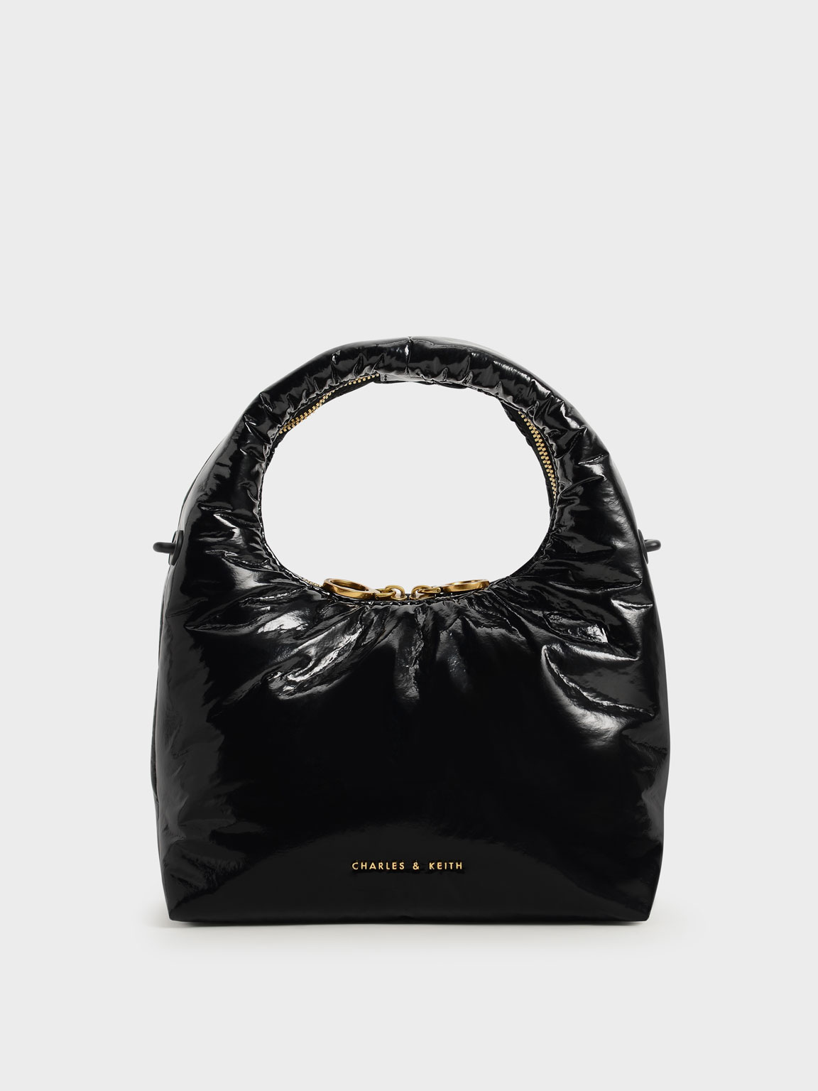 

Wrinkled-Effect Puffy Bag, Black