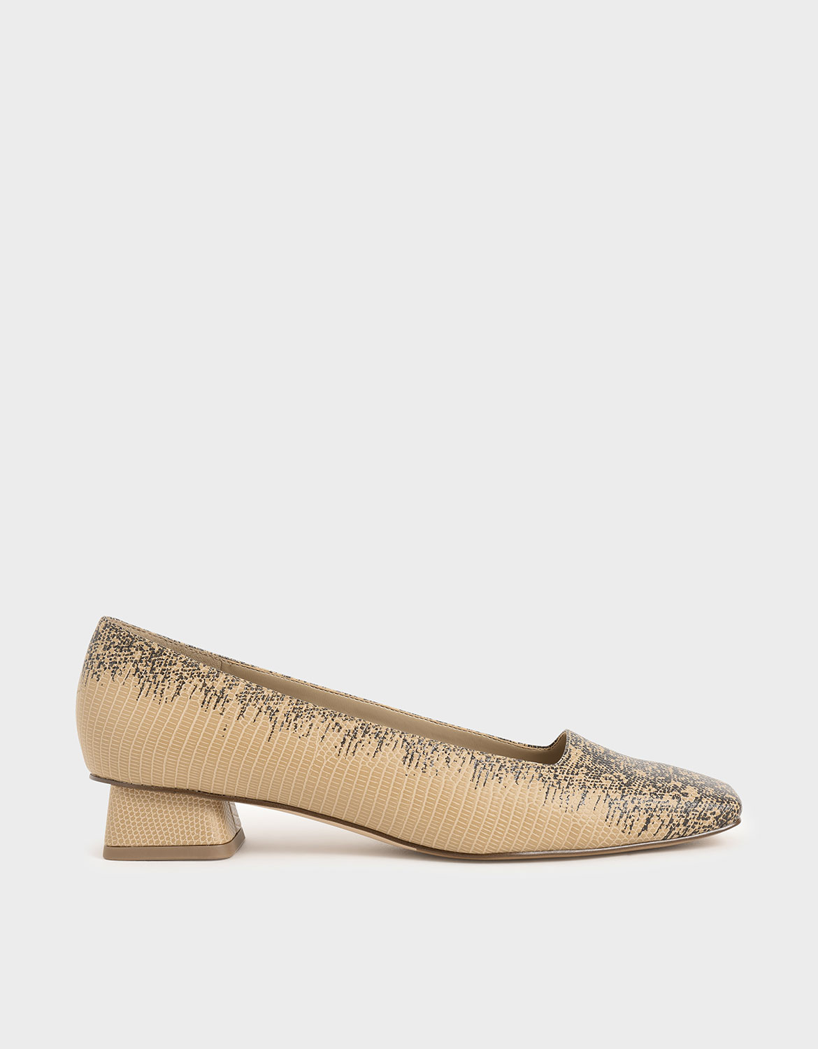 

Snake Print Square Toe Court Shoes