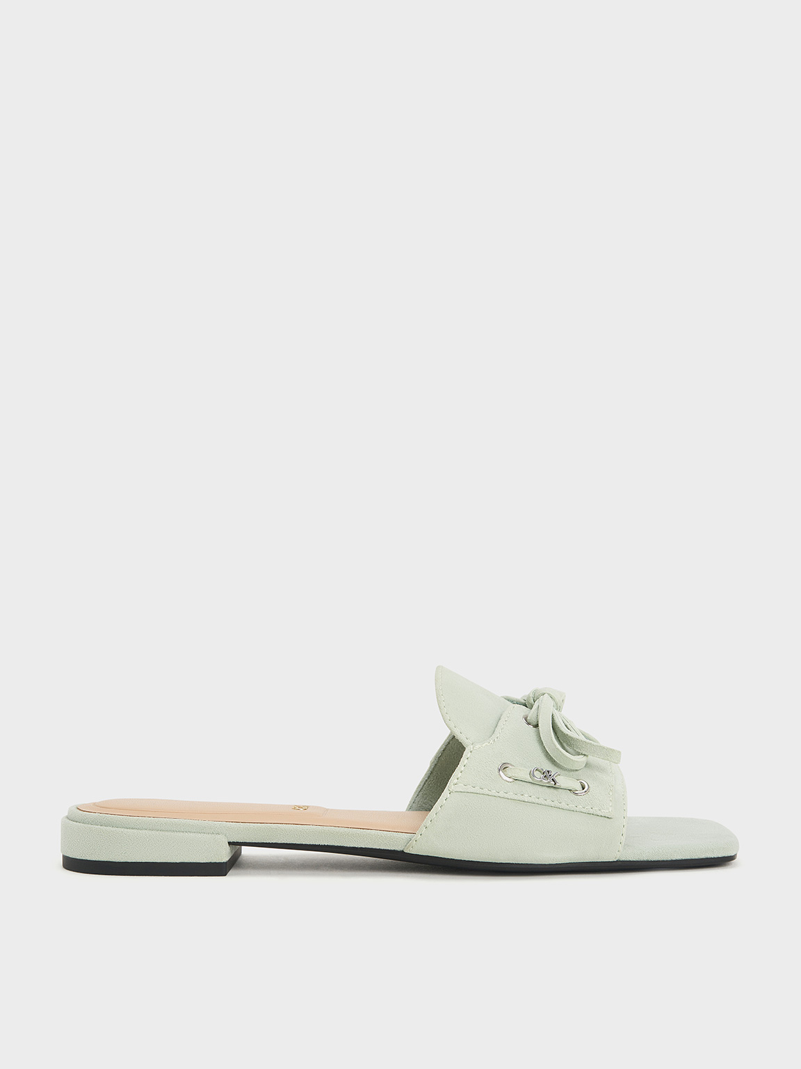 Charles & Keith - Kori Suede Lace-up Slide Sandals In Mint Green