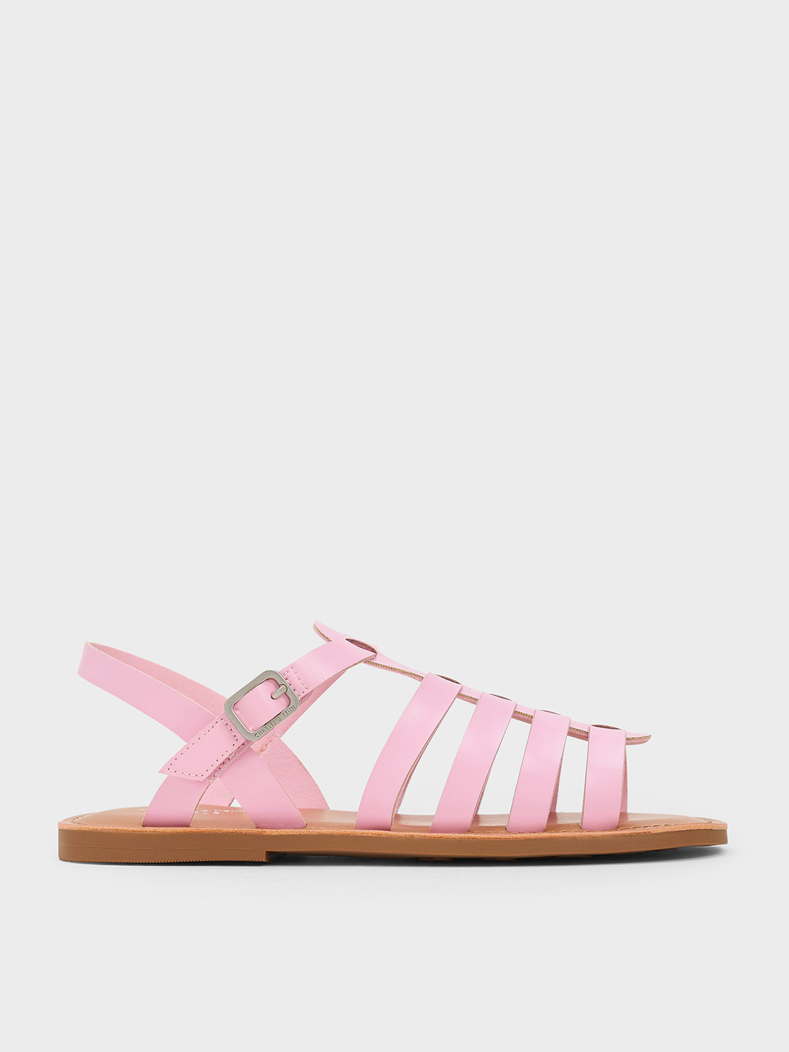Shop Charles & Keith - Girls' Caged Sandals In Light Pink