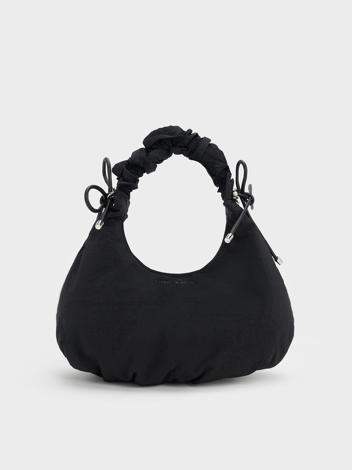 Charles & Keith Maisy Ruched Nylon Bag In Black