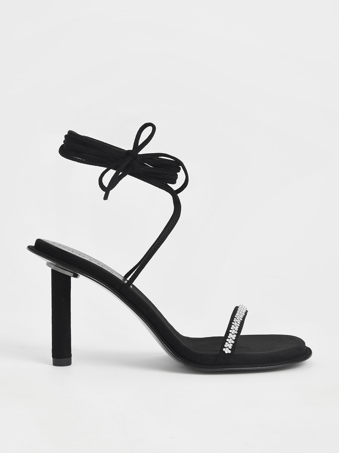 

Gem-Embellished Tie-Around Stiletto Sandals