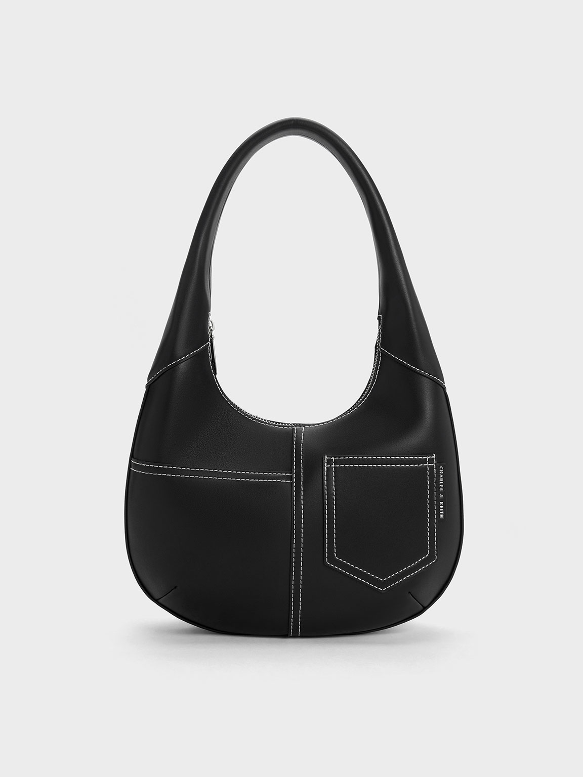 Anthea Contrast-Trim Curved Hobo Bag