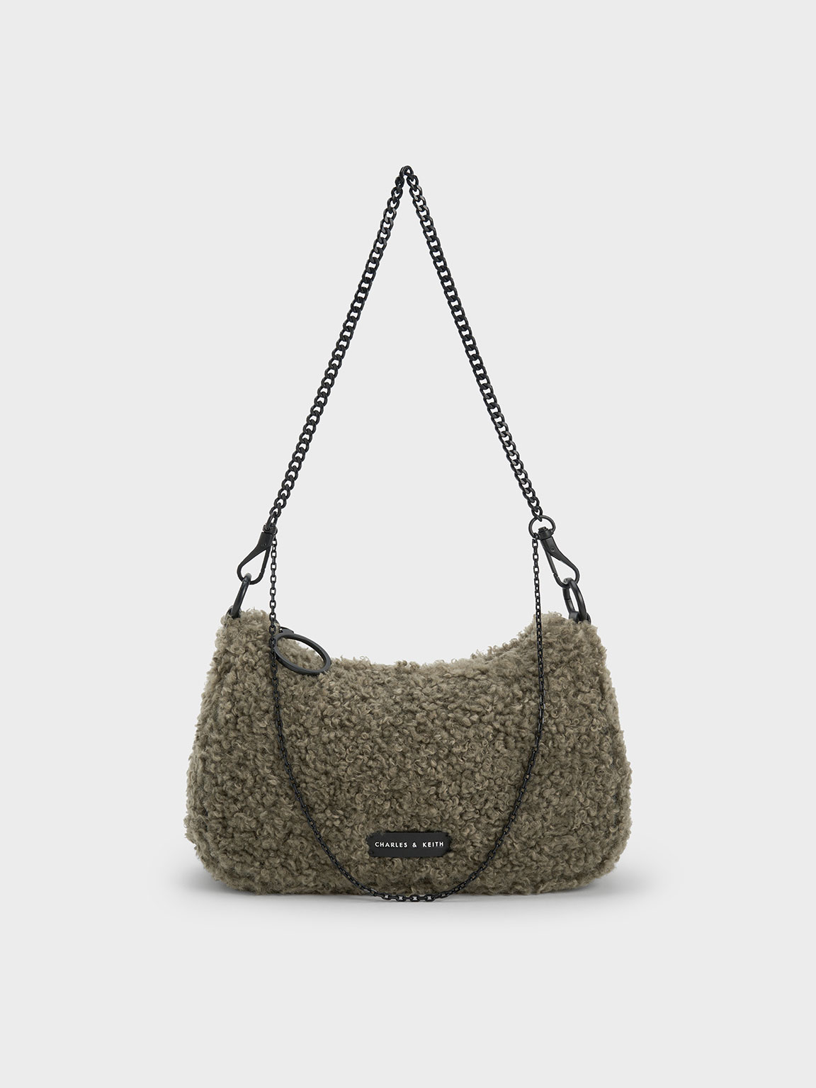 Philomena Furry Chain-Strap Crossbody Bag