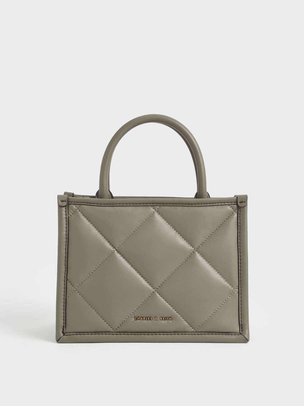 

Quilted Double Handle Tote Bag, Taupe