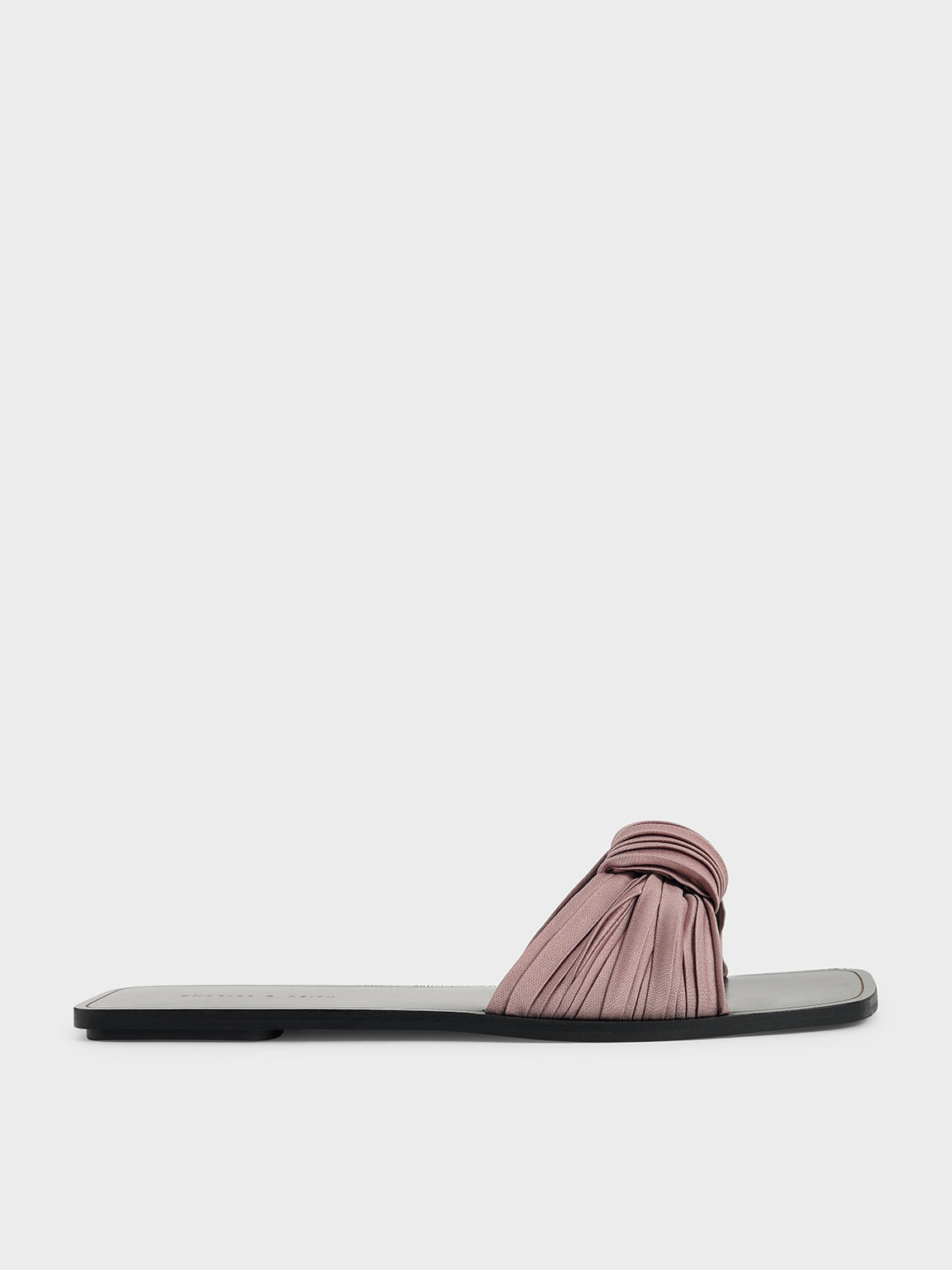 

Pleated Fabric Knotted Slide Sandals, Mauve
