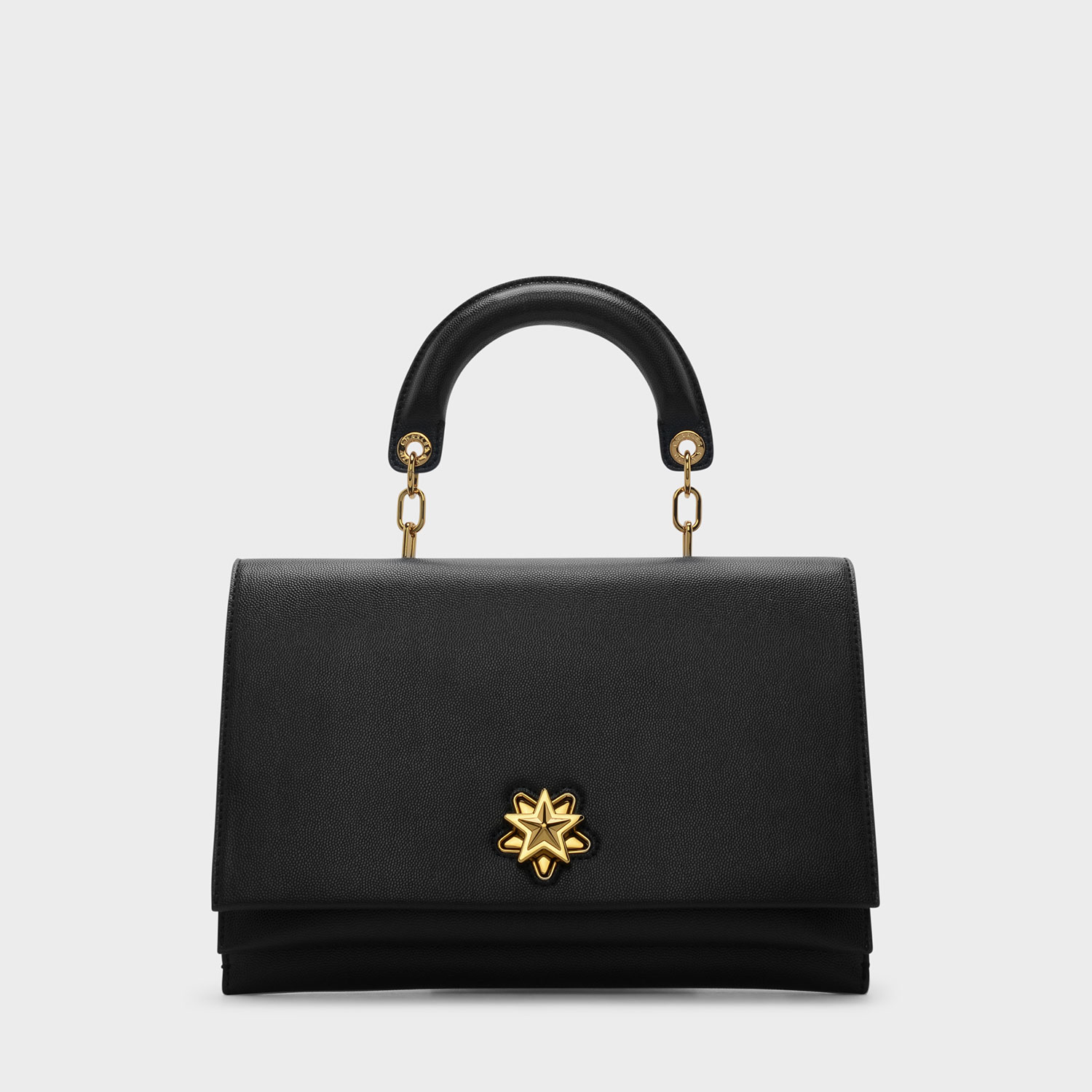 

Star Detail Turn-Lock Crossbody Bag, Black