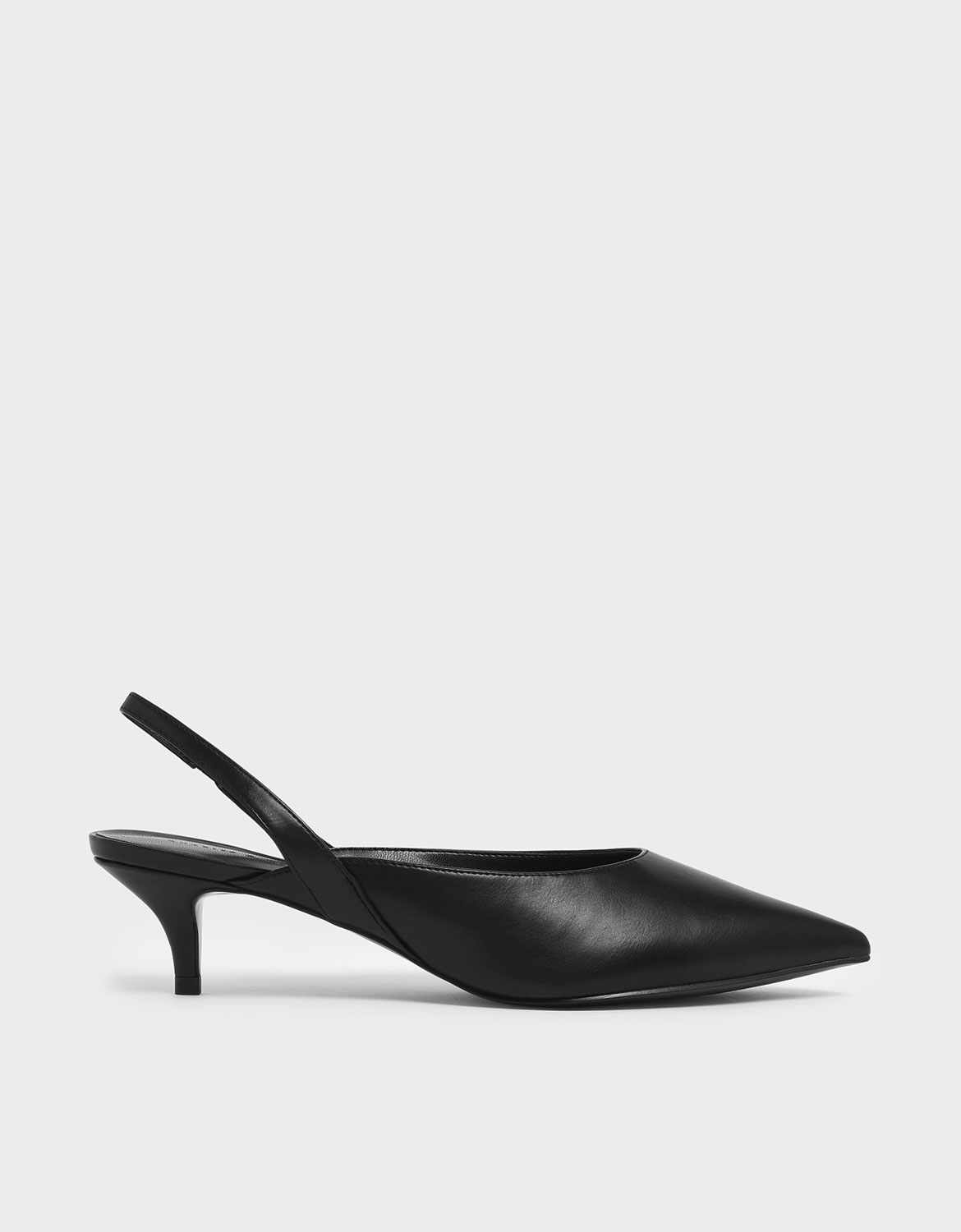 

Pointed Toe Slingback Kitten Heels, Black