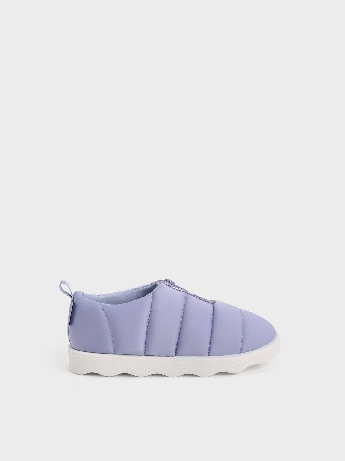 Charles & Keith Girls' Puffy Nylon Panelled Loafers In Lilac