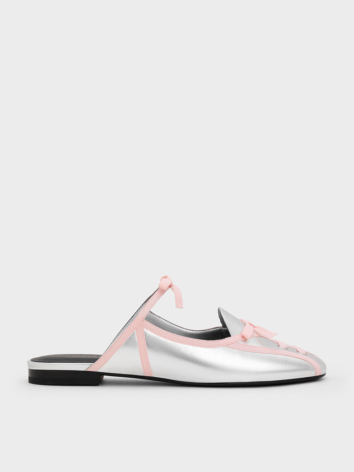 Charles & Keith - Metallic Lace-Up Bow Ballet Mules