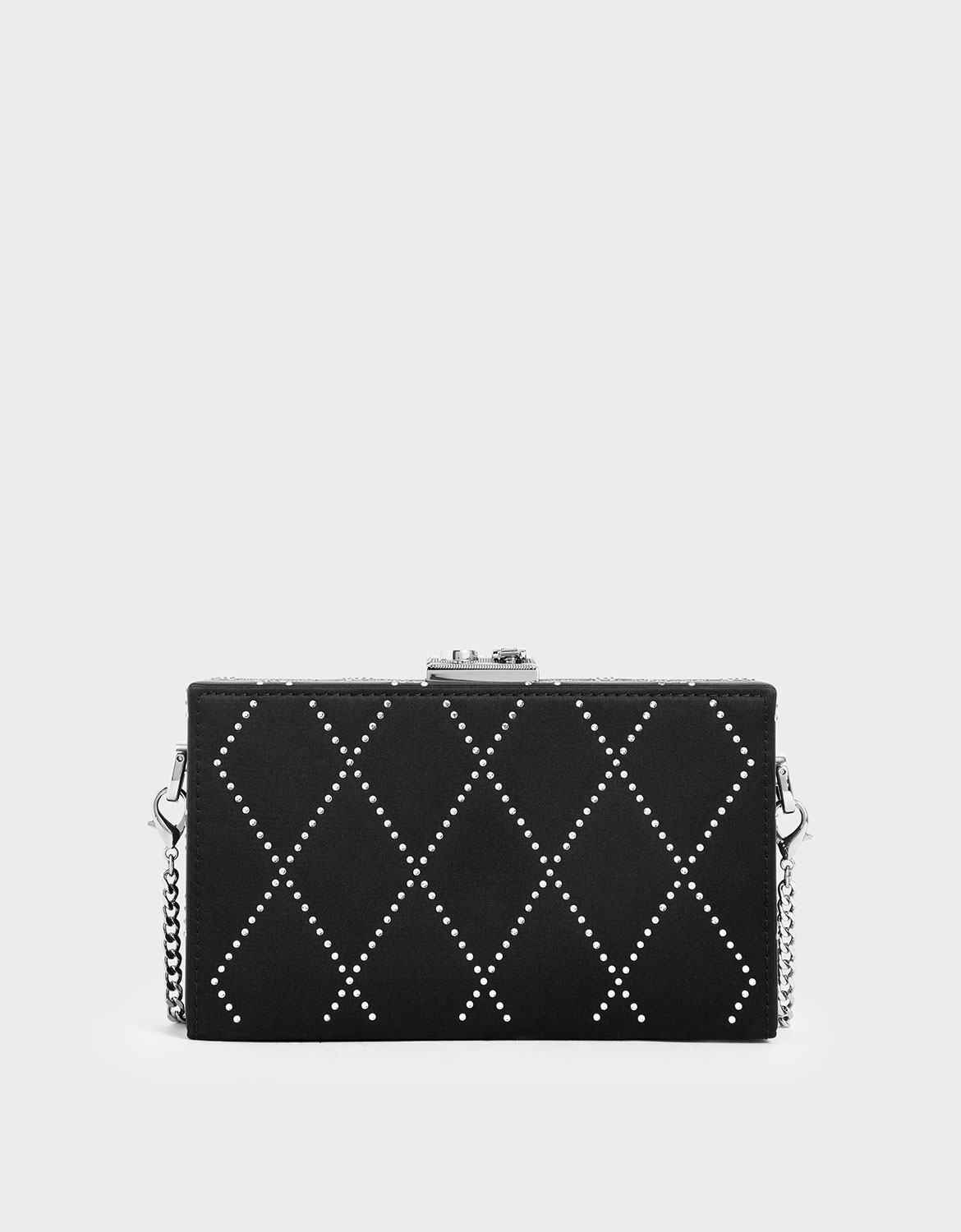

Satin Embellished Clutch, Black
