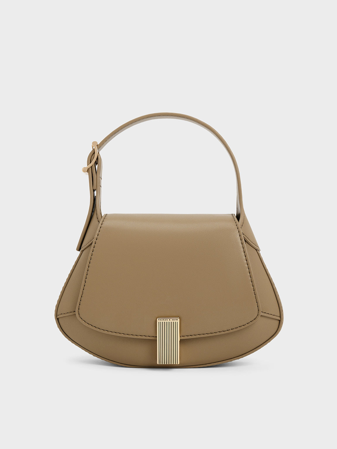Metallic-Accent Curved Top Handle Bag