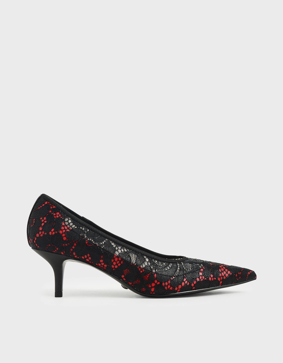 

Lace Pointed Pumps, Red