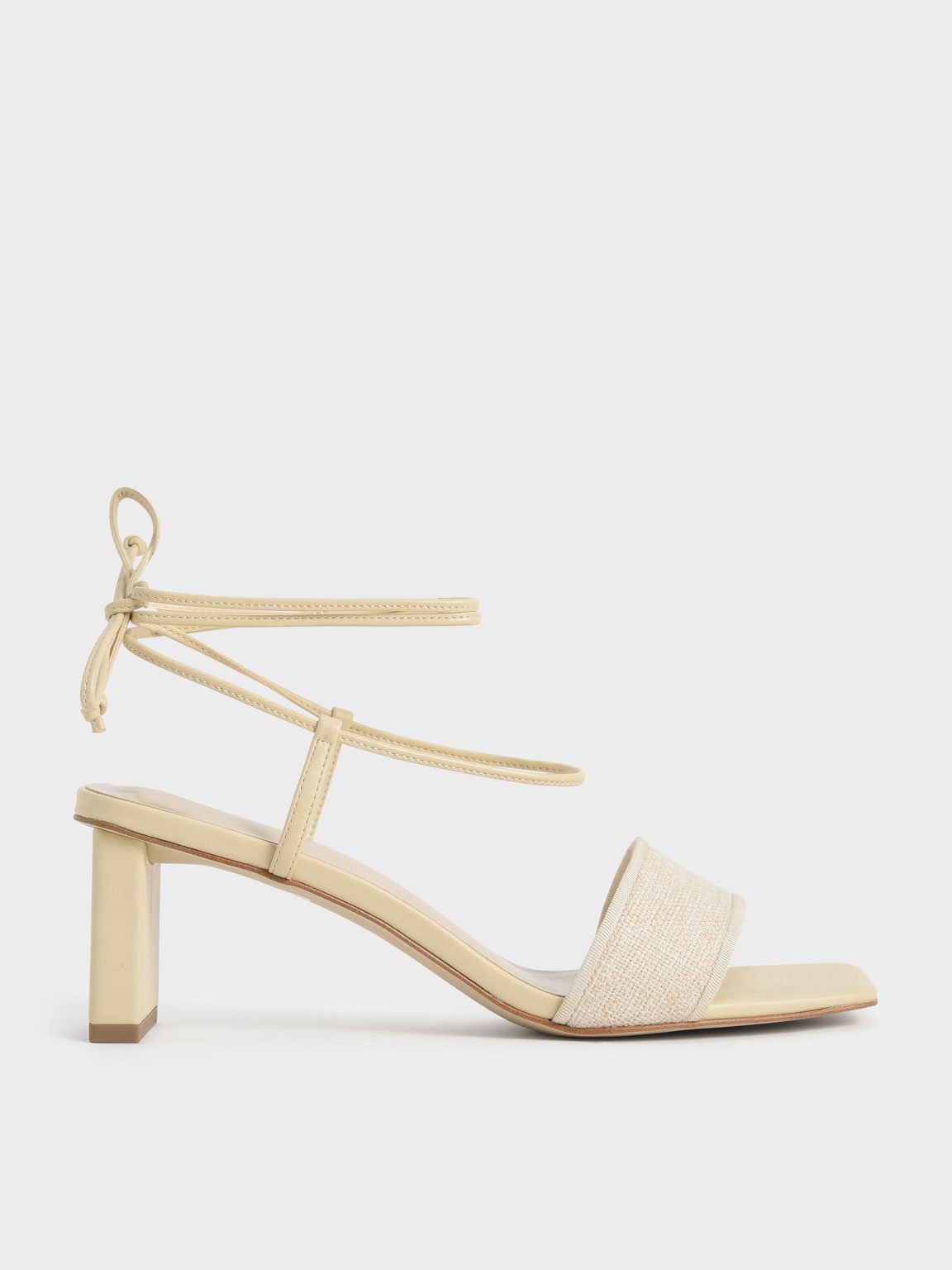 

Linen Tie-Around Sandals, Beige