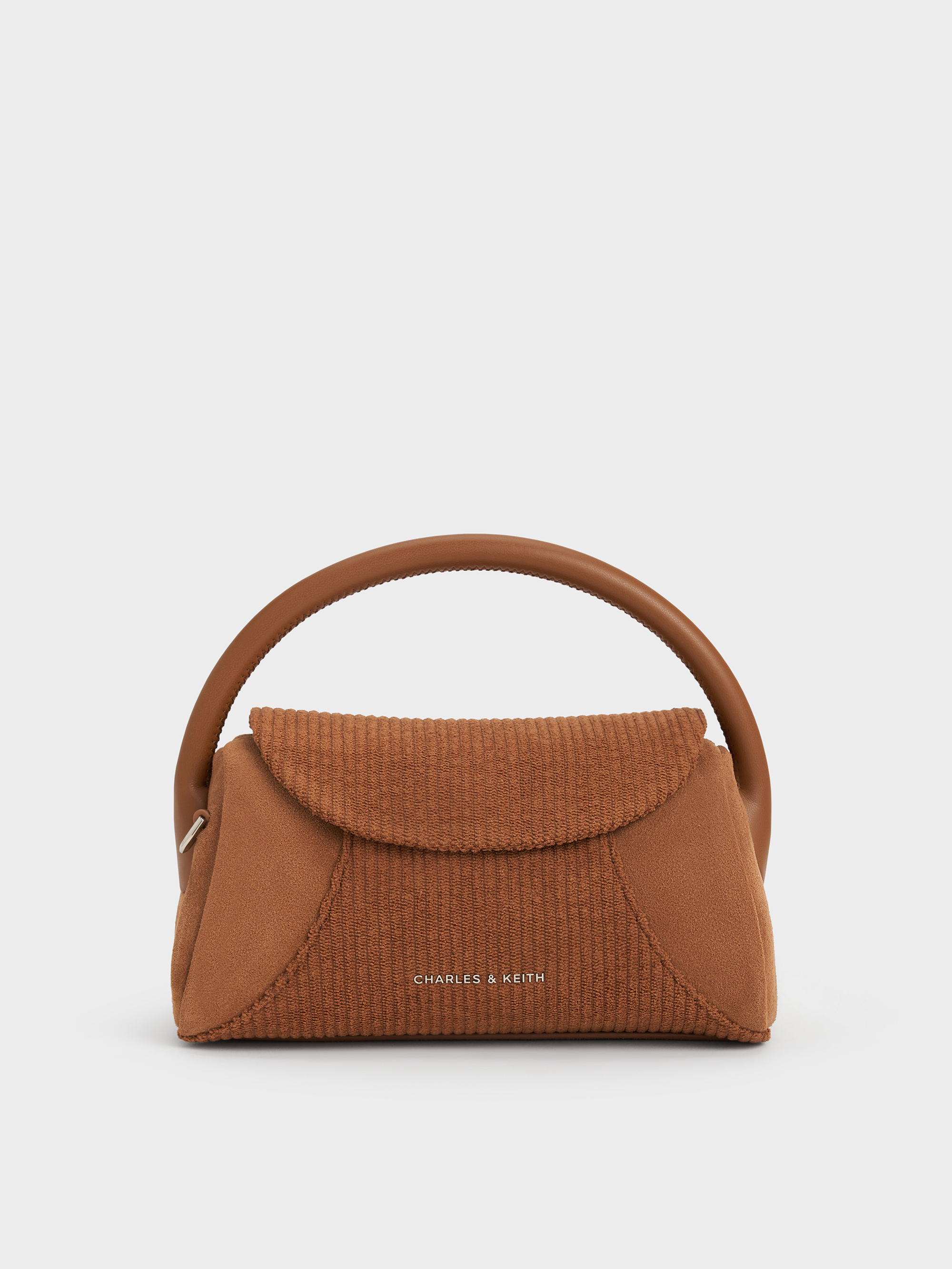 Charles & Keith - Girls' Nelly Recycled Suede & Corduroy Top Handle Bag In Brown